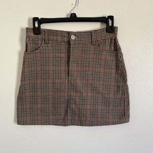 John Galt California Camel Plaid Juliette A Line Mini Skirt Academia- Small